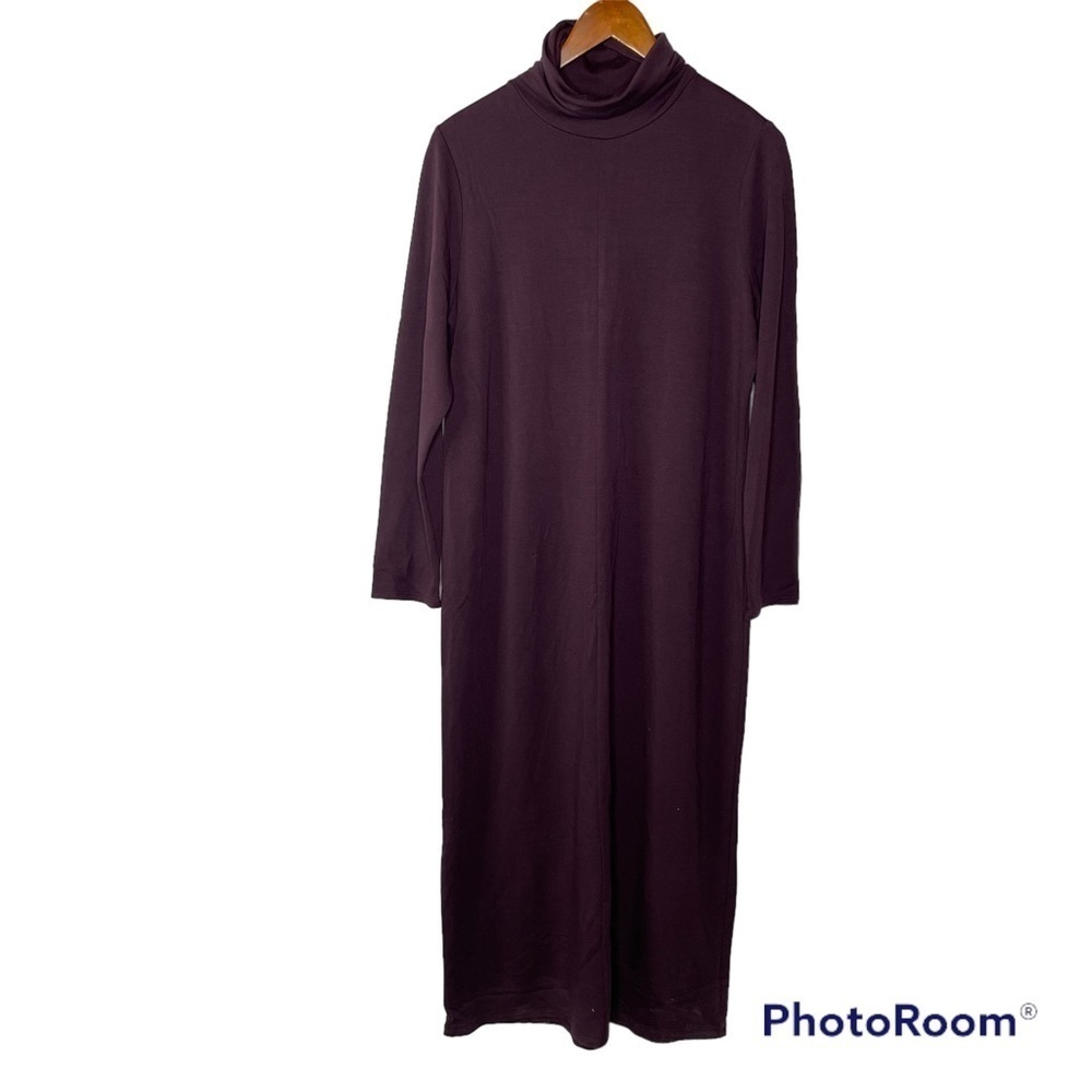 J. Jill Pure Jill Luxe Tencel Turtleneck Maxi Dress Purple Medium